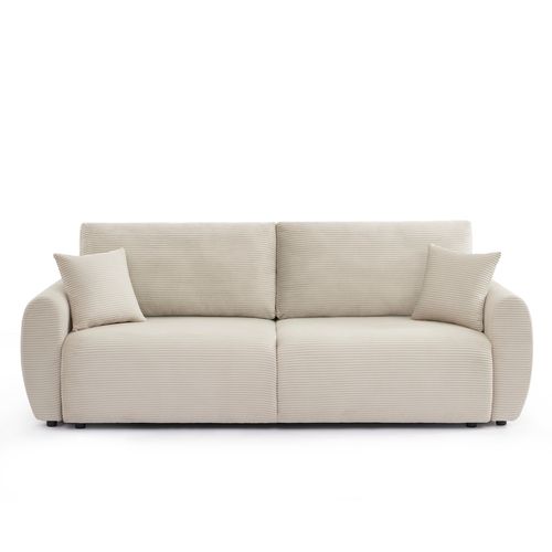 Canapé Droit Convertible 3 Places Danilo Velours Côtelé Beige