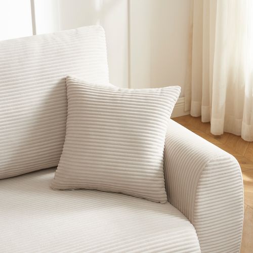 Canapé Droit Convertible 3 Places Danilo Velours Côtelé Beige