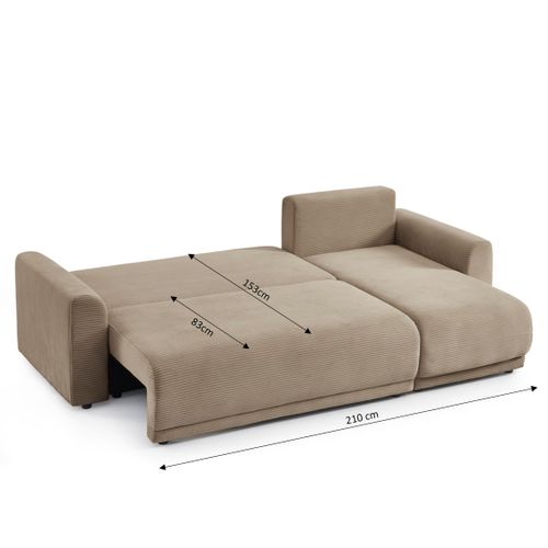 Canapé D'angle Convertible Et Réversible 4 Places Soline Velours Taupe