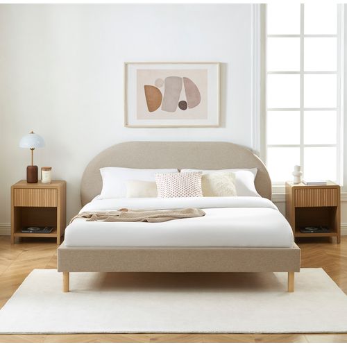 Lit Nebula Tissu Grège 160x200 Sommier Inclus