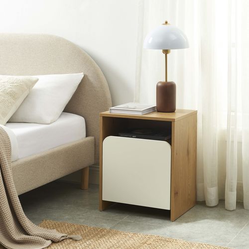 Table De Chevet Kilda Effet Chêne Et Porte Blanche