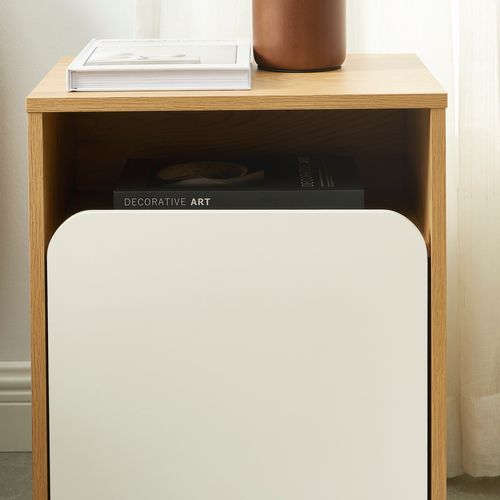 Table De Chevet Kilda Effet Chêne Et Porte Blanche