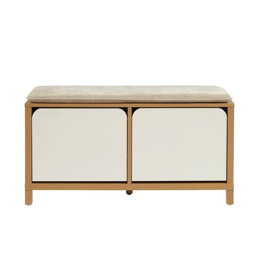 Banc à Chaussures Kilda Effet Chêne Et Portes Blanches