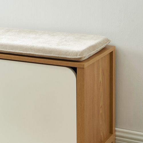 Banc à Chaussures Kilda Effet Chêne Et Portes Blanches