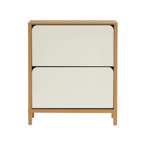 Meuble à Chaussures Kilda Effet Chêne Et Portes Blanches