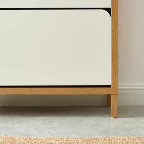 Meuble à Chaussures Kilda Effet Chêne Et Portes Blanches