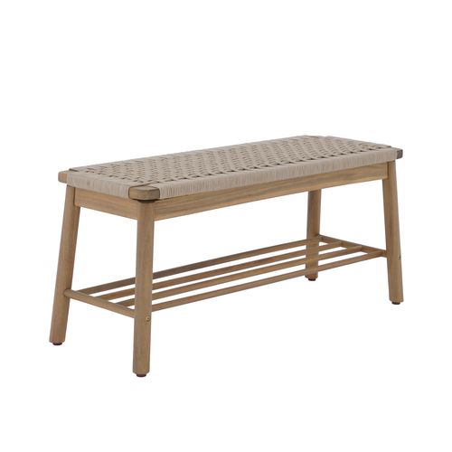 Banc Intérieur Et Extérieur Tavao En Bois D'acacia Et Corde Beige