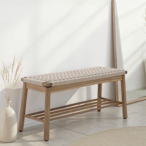 Banc Intérieur Et Extérieur Tavao En Bois D'acacia Et Corde Beige