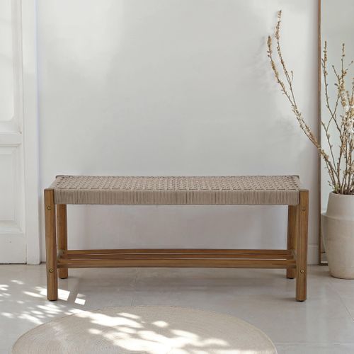 Banc Intérieur Et Extérieur Tongo En Bois D'acacia Et Corde Beige