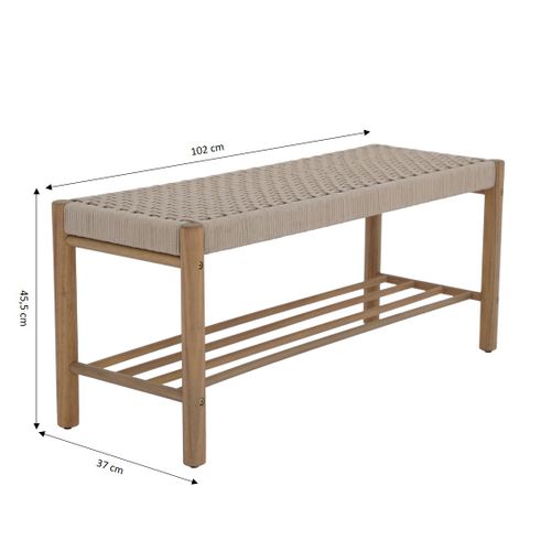 Banc Intérieur Et Extérieur Tongo En Bois D'acacia Et Corde Beige