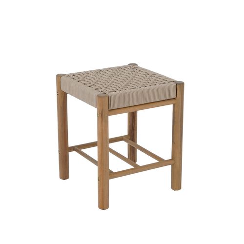 Tabouret Intérieur Et Extérieur Avi En Bois D'acacia Et Corde Beige