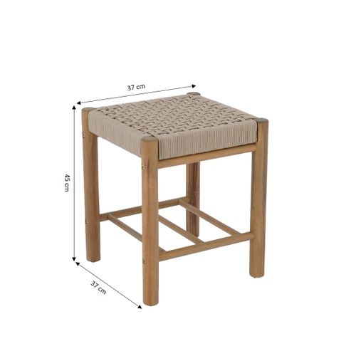 Tabouret Intérieur Et Extérieur Avi En Bois D'acacia Et Corde Beige