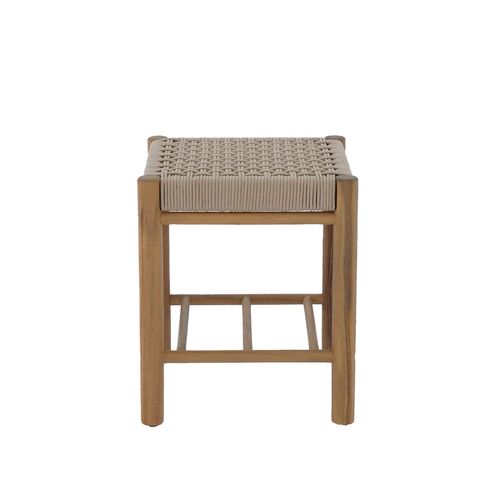 Tabouret Intérieur Et Extérieur Avi En Bois D'acacia Et Corde Beige