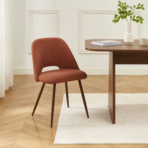 Lot De 2 Chaises Elisabeth Tissu Terracotta Pieds Effet Noyer