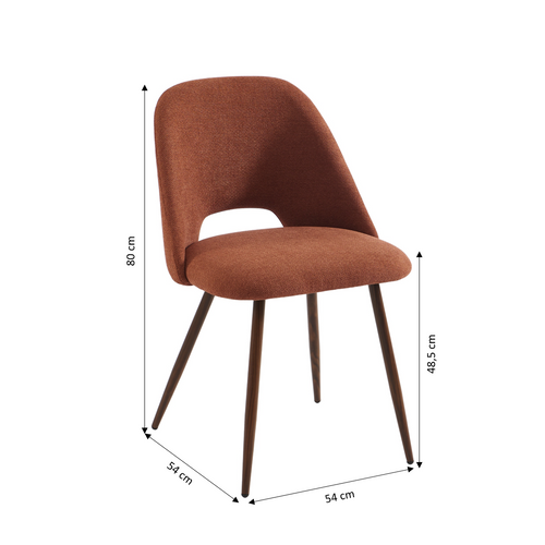 Lot De 2 Chaises Elisabeth Tissu Terracotta Pieds Effet Noyer