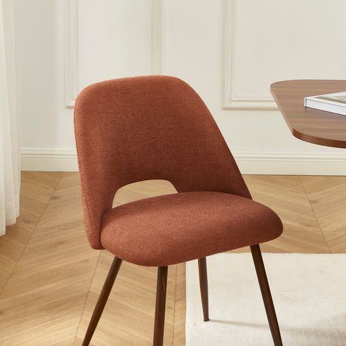 Lot De 2 Chaises Elisabeth Tissu Terracotta Pieds Effet Noyer