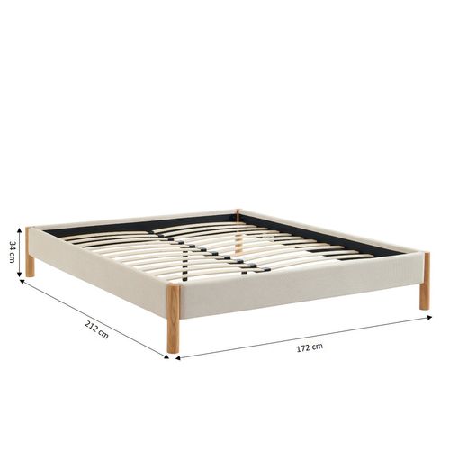 Lit Bowi Velours Côtelé Beige 160x200 Sommier Inclus