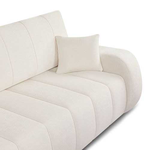 Canapé Droit Convertible Belem 3 Places Tissu Chenille Écru