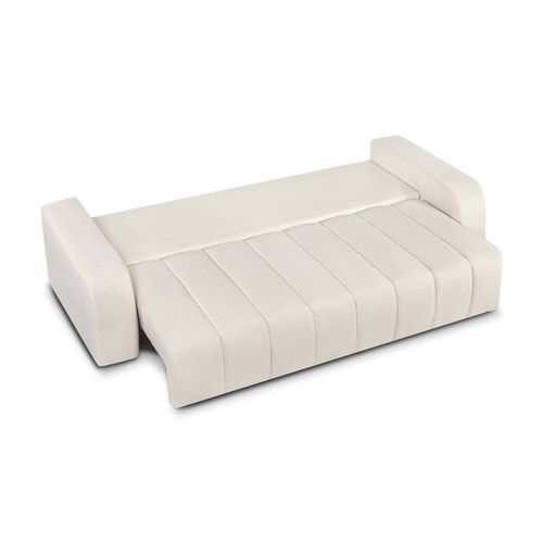 Canapé Droit Convertible Belem 3 Places Tissu Chenille Écru
