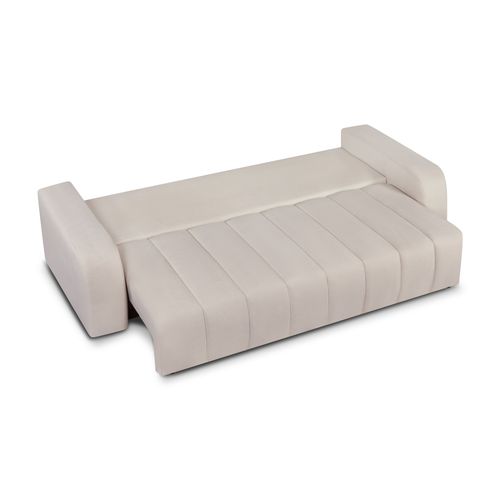 Canapé Droit Convertible Belem 3 Places Tissu Chenille Grège