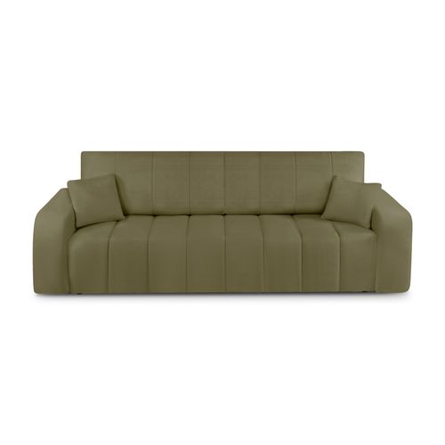 Canapé Droit Convertible Belem 3 Places Tissu Chenille Vert