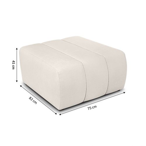 Pouf Belem Fixe En Tissu Chenille Écru