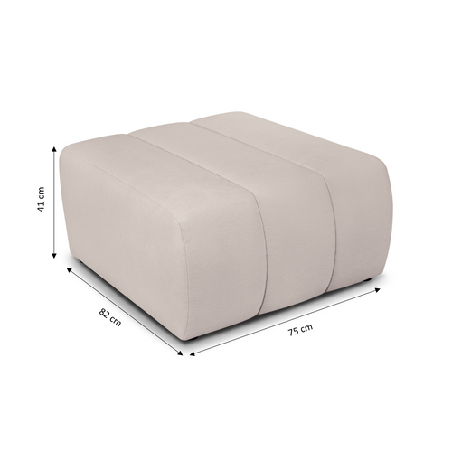 Pouf Belem Tissu Chenille Grège