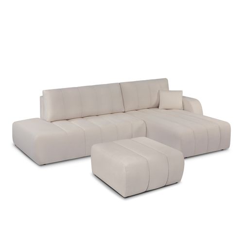 Pouf Belem Tissu Chenille Grège