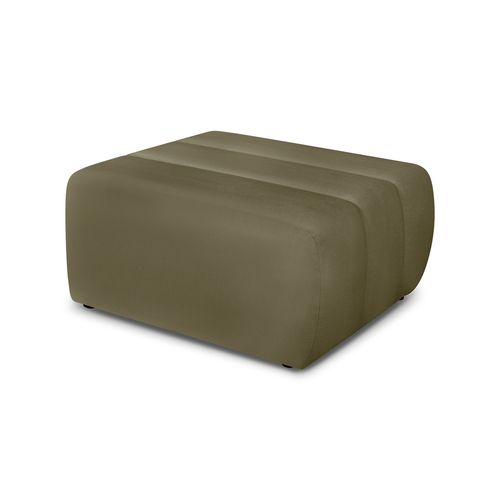 Pouf Belem Tissu Chenille Vert Kaki