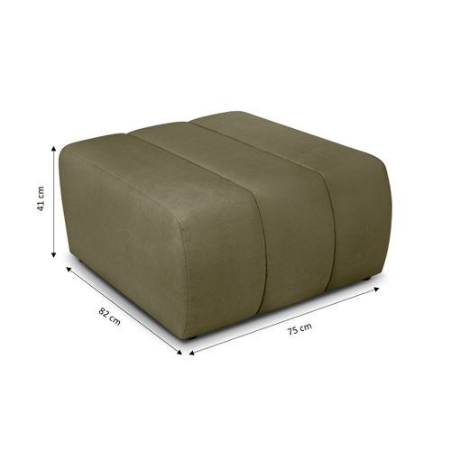 Pouf Belem Tissu Chenille Vert Kaki