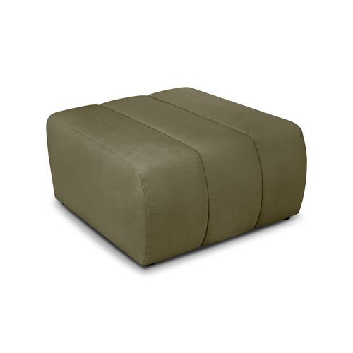 Pouf Belem Tissu Chenille Vert Kaki
