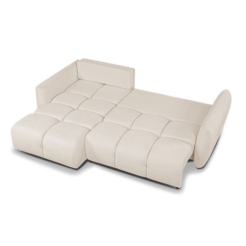 Canapé D'angle Convertible Et Réversible Como 4 Places Tissu Chenille Écru