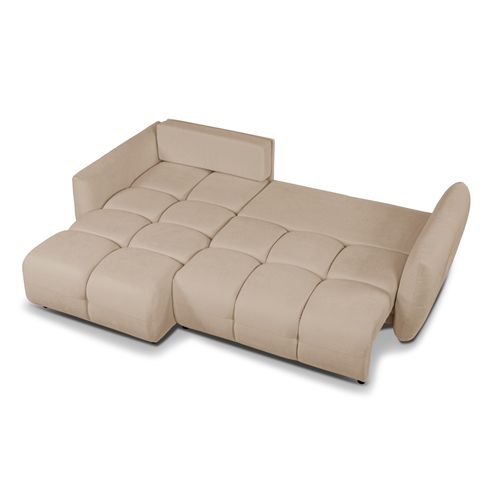 Canapé D'angle Convertible Et Réversible Como 4 Places Tissu Chenille Grège
