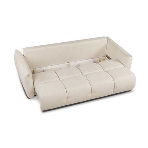 Canapé Droit Convertible Como 3 Places Tissu Chenille Écru