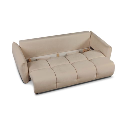 Canapé Droit Convertible Como 3 Places Tissu Chenille Grège