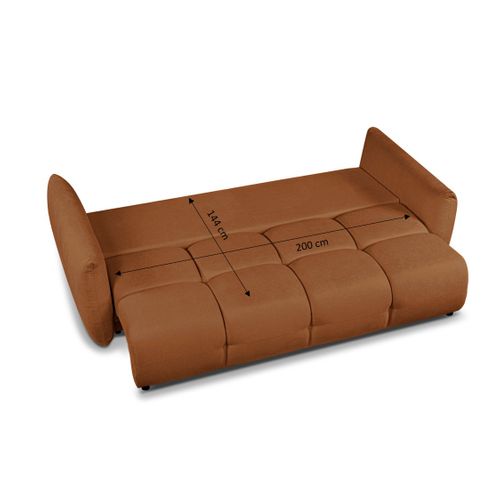 Canapé Droit Convertible Como 3 Places Tissu Chenille Cognac