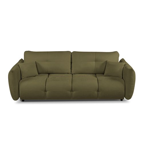 Canapé Droit Convertible Como 3 Places Tissu Chenille Vert Kaki