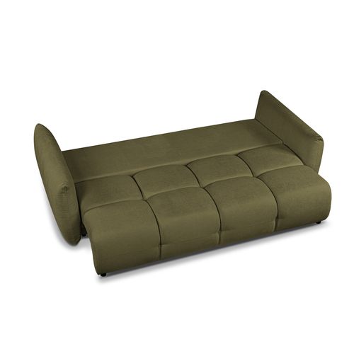 Canapé Droit Convertible Como 3 Places Tissu Chenille Vert Kaki