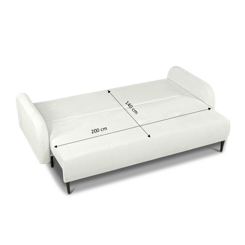 Canapé Droit Convertible Rotondo 3 Places Tissu Bouclette Écru