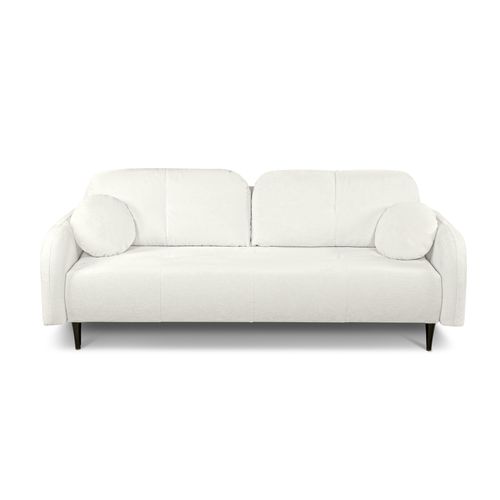 Canapé Droit Convertible Rotondo 3 Places Tissu Bouclette Écru