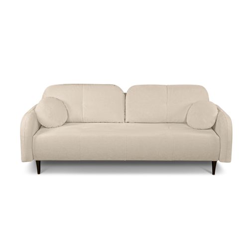 Canapé Droit Convertible Rotondo 3 Places Tissu Bouclette Grège