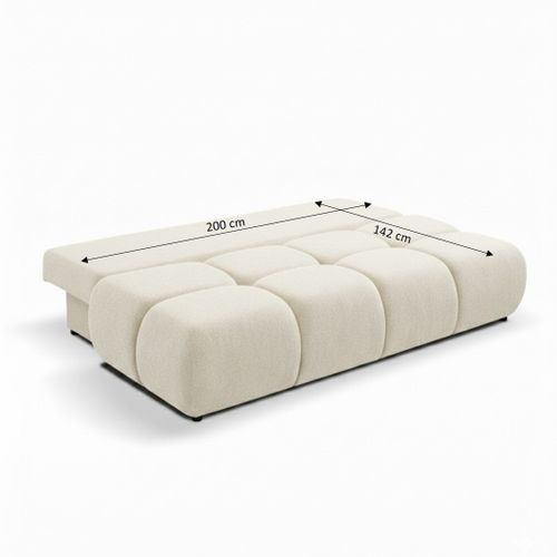 Canapé Droit Convertible Tasca 3 Places Tissu Bouclette Grège