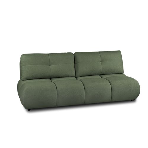 Canapé Droit Convertible Tasca 3 Places Tissu Bouclette Vert Kaki