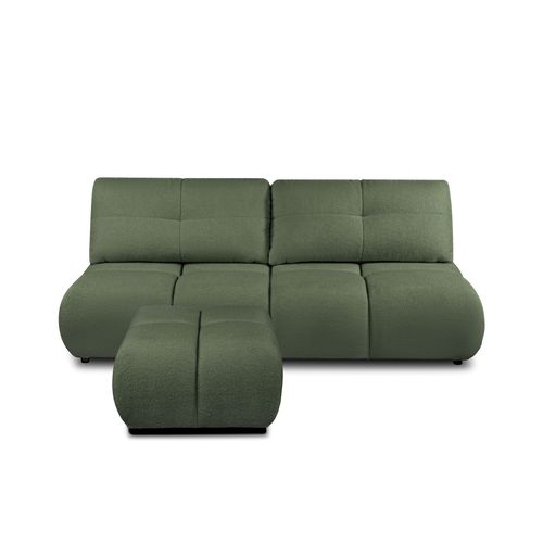 Pouf Tasca Tissu Bouclette Vert Kaki