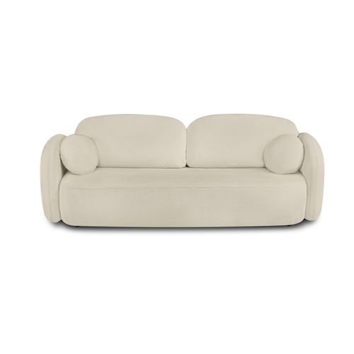 Canapé Droit Convertible Carlotta 3 Places Tissu Bouclette Grège