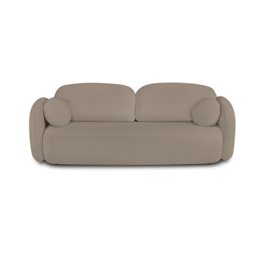 Canapé Droit Convertible Carlotta 3 Places Tissu Bouclette Taupe