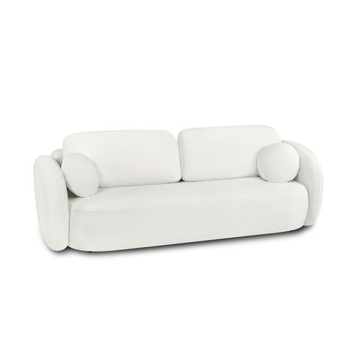 Canapé Droit Convertible Carlotta 3 Places Tissu Chenille Écru