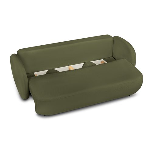 Canapé Droit Convertible Carlotta 3 Places Tissu Chenille Vert Kaki