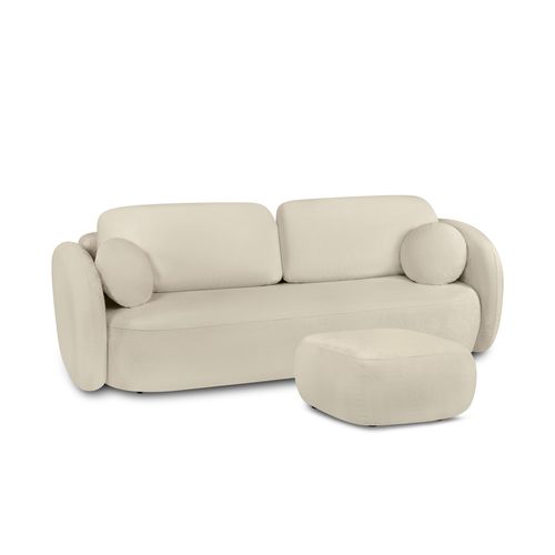 Pouf Carlotta Tissu Bouclette Grège