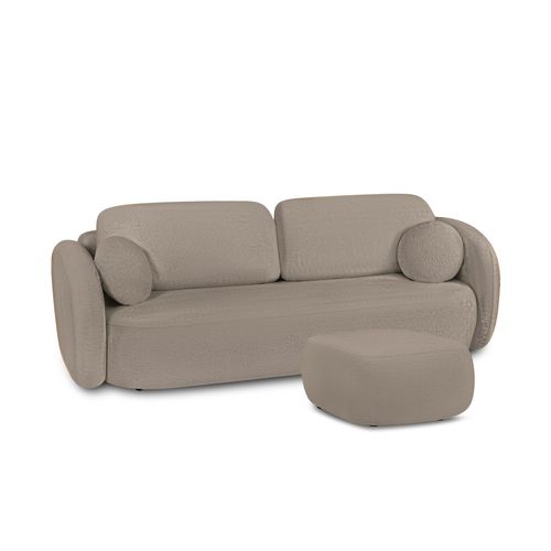 Pouf Carlotta Tissu Bouclette Taupe